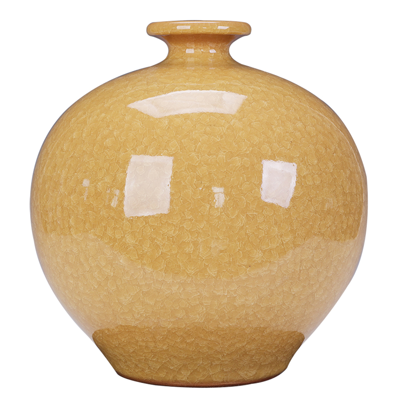 Jingdezhen ceramics minimalist vase is placed adorn article sitting room ball bottle pomegranate yellow bottle creative decoration flower arrangement