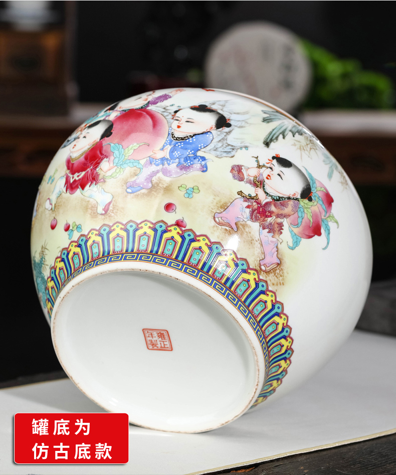 Jingdezhen porcelain enamel caddy fixings household small bulk tea pot 1 catty with cover seal storage tank