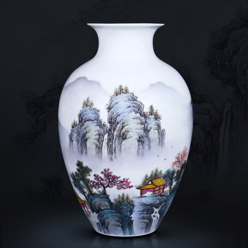 Jingdezhen ceramics vase furnishing articles scenery famous hand - made ceramic bottle bottles of new Chinese style living room decoration furnishing articles