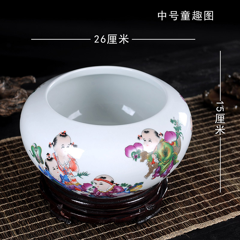 Jingdezhen ceramics handicraft furnishing articles little gold fish tank water lily basin bowl lotus cylinder aquarium writing brush washer tortoise fish bowl