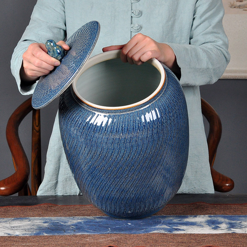 Jingdezhen ceramic tea set high temperature color glaze green tea tieguanyin loose tea caddy fixings 2-3 kg store receives tea urn