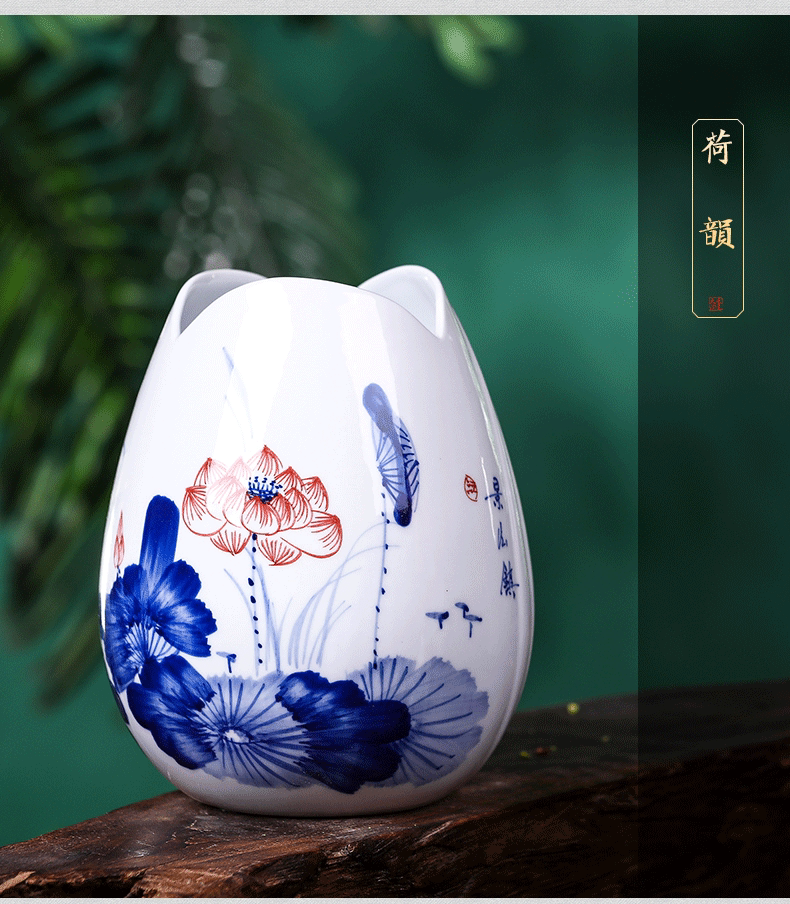 Jingdezhen ceramics hand - made floret bottle water raise lucky bamboo flower arrangement of blue and white porcelain decorative furnishing articles creative arts and crafts