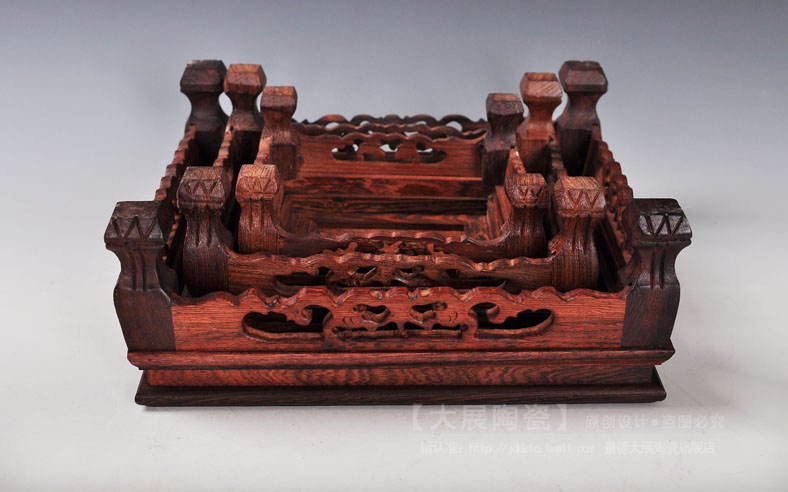 Make solid wood carved base square base a stone base study penjing vase base