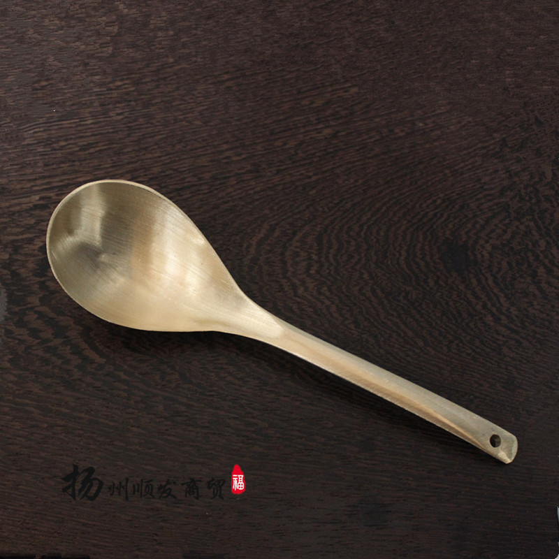 Pure handmade brass water pouring old-fashioned small soup spoon swan soup spoon egg dumpling spoon household thickening medium