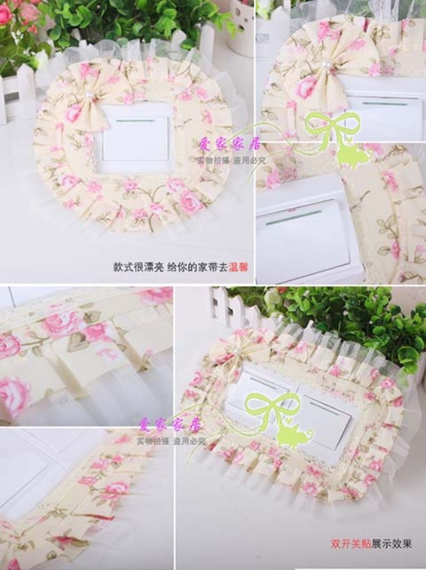 Bộ chuyển đổi Hàn Quốc sáng tạo vải ren vuông màu hồng dễ thương dán tường ổ cắm công tắc dán bụi che nắp bảo vệ áo trùm máy giặt cửa trước electrolux