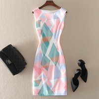 2026 new summer fashion high-end temperament elegant women's waist-covering hips slimming sleeveless printed dress