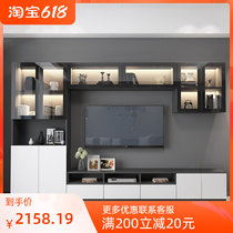 Living room light extravagant TV cabinet Composition Small family Type modern minimalist Economy Type hanging wall glass door Background wall cabinet Custom