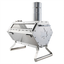 Japan LOGOS Outdoor Camping Hexagon Wood Firewood Stove Camping Tours Big Campfire Large Stainless Steel Grill Oven
