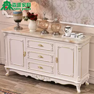 European style dining cabinet American marble solid wood tea cabinet white neoclassical dining room partition storage cabinet New