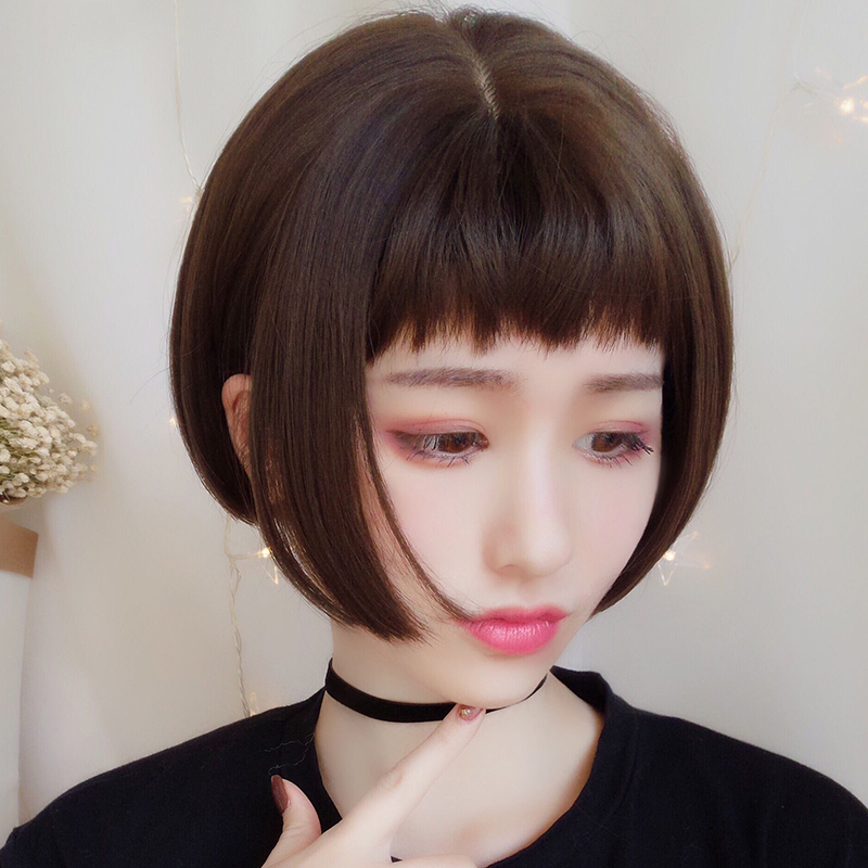 Shit Bangs Wig Female Short Hair Bobo Head Repair Face Fluffy Net Red