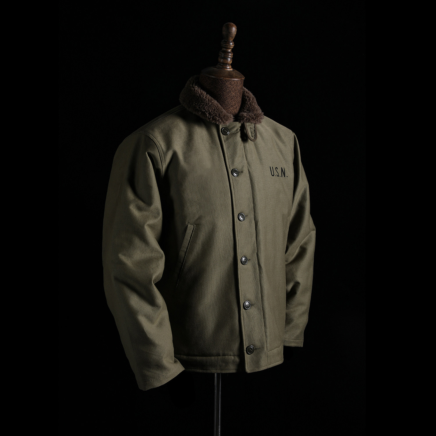 GIZEMO pure alpaca lining N1 deck jacket thick stripe limited fabric N-1 navy deck suit