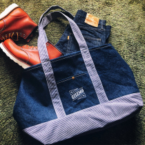 GIZEMO RETRO DENIM TOTE BAG RED-eared DENIM SHOULDER BAG VINTAGE EXQUISITE CAMPING TRAVEL SATCHEL