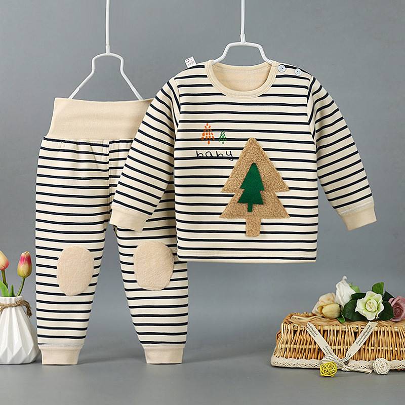 Baby Spring Autumn Plus Suede Warm Underwear Suit Baby High Waist Pants Men and women Children's pyjamas suit Winter hit undercoat-Taobao