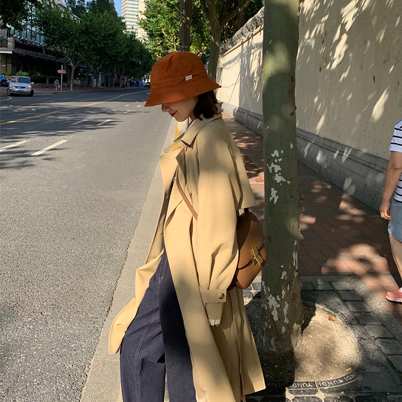 Windbreaker coat women's spring and autumn 2022 new Korean chic khaki mid-length early spring coat small