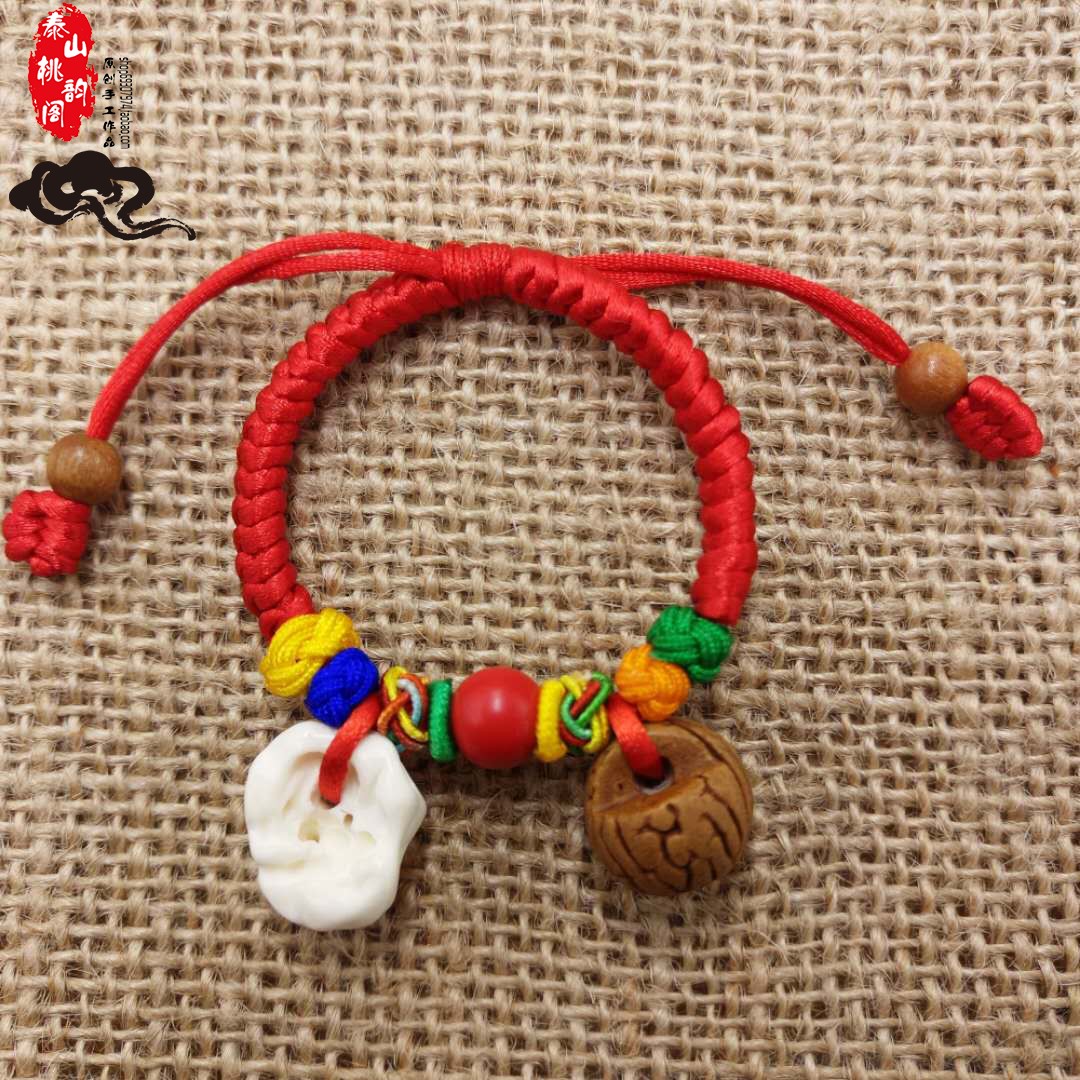 Em bé sơ sinh ác quỷ để ngăn chặn sợ lợn cinnabar sợ xương chuông bầu khóa dây nhiều màu đỏ chuỗi tay - Vòng chân vòng đeo chân nữ bằng vàng