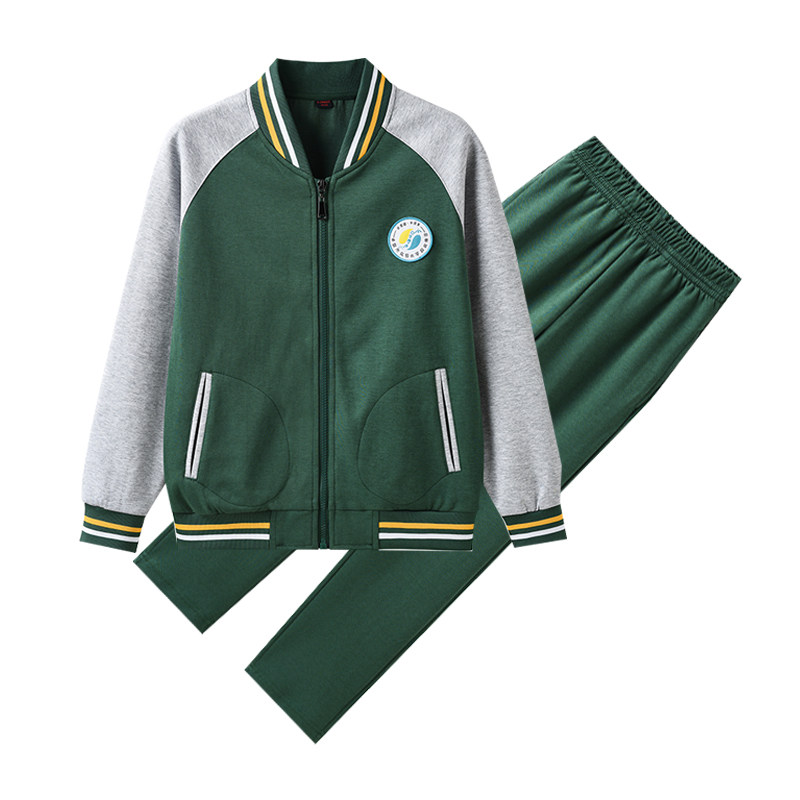 Zhuji Experimental Primary School uniform Men's and women's green baseball suit suit British style school uniform