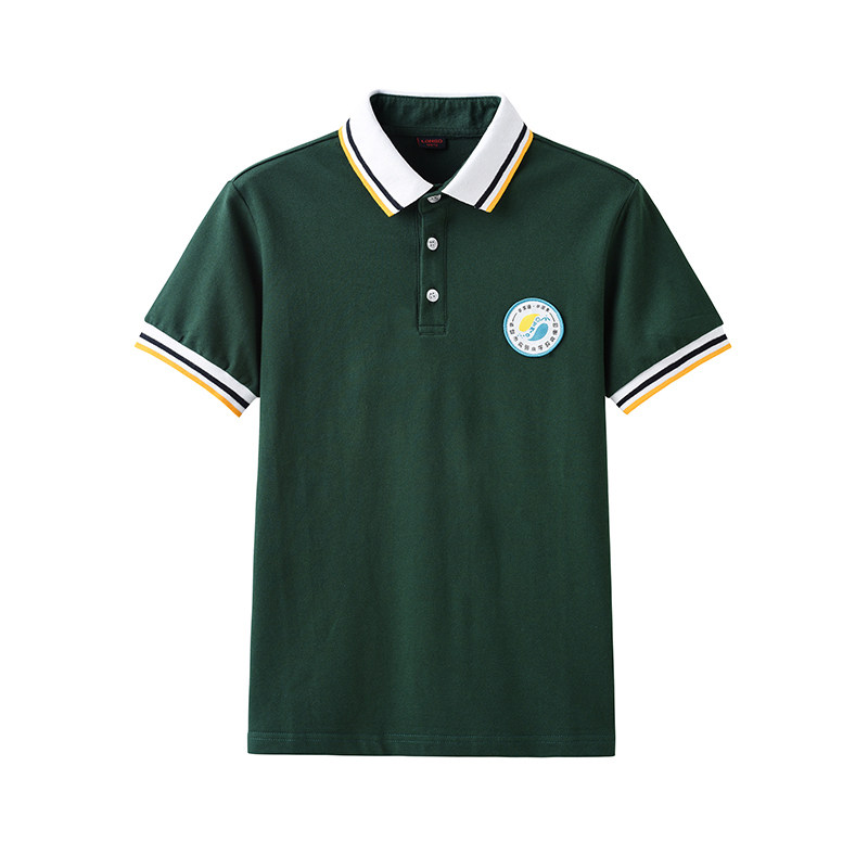 Longhigh school conserved and experimental elementary school summer school ink green POLO shirt short sleeve T-shirt shorts short skirt