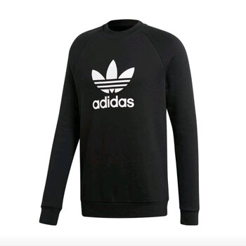 Adidas clover ສີດໍາແລະສີຂາວຂະຫນາດໃຫຍ່ logo ຜູ້ຊາຍຄໍມົນ knitted pullover ກິລາ sweatshirt cw1235