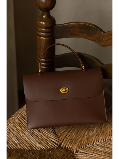 猴子家 进店B入小金扣单肩包方形复古牛皮邮差风手提包中古信封包