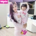 Cha mẹ mặc đồ ngủ mùa thu ba ba 2017 Bộ đồ dài tay cho bé mùa thu và mèo kitty mùa đông
