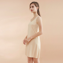  Womens sexy simple thin sleeveless pajamas home clothes anti-light summer camisole mid-length bottoming beauty
