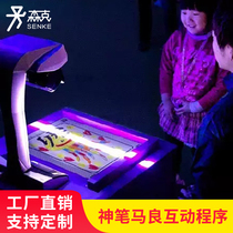 3D magic pen Ma Liang painting program ocean wall children 3d graffiti wall large screen interactive immersive holographic projection