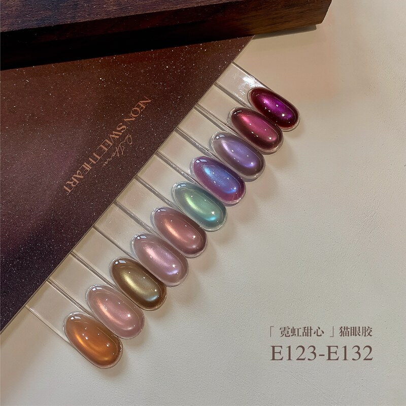 Qjforu Miracle Meow Meow「Neon Sweetheart」E123-E132 Full Set of Whitening and Atmospheric Nail Art Cat Eye Gel