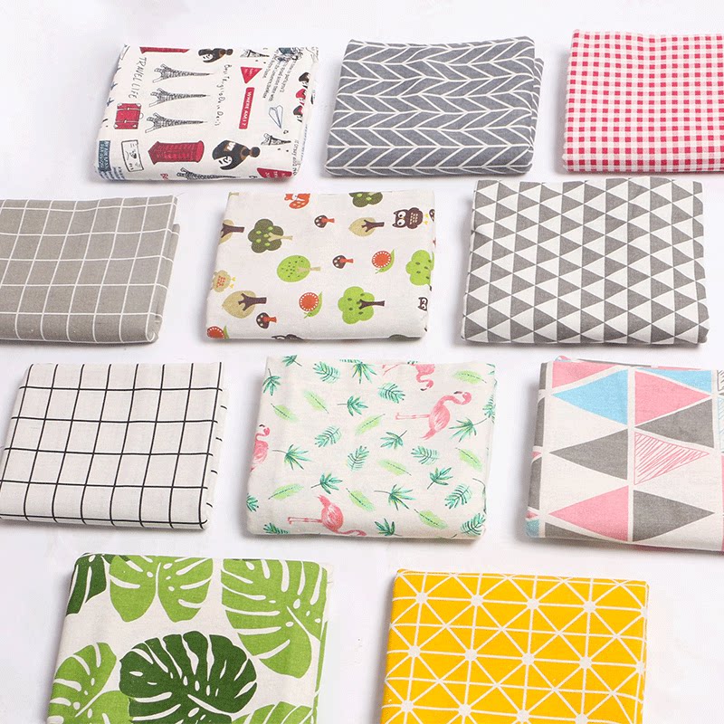 New pattern cloth plaid tablecloth cotton and linen fabric background cloth wind curtain supermarket fruit display Meichen coffee table tablecloth