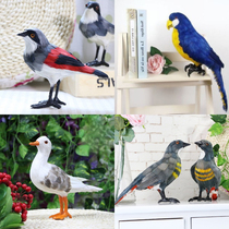 Simulation Birds Animal Specimens Yellow Oriole Green Squid Bird Pecking Wood Birds Sparrow Hung Swallow Feather Model Decoration Pendulum