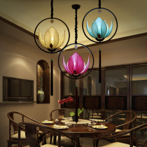 Modern classical new Chinese fabric chandelier hotel club teahouse tea room dining hall lamp Zen Lotus lotus lamp