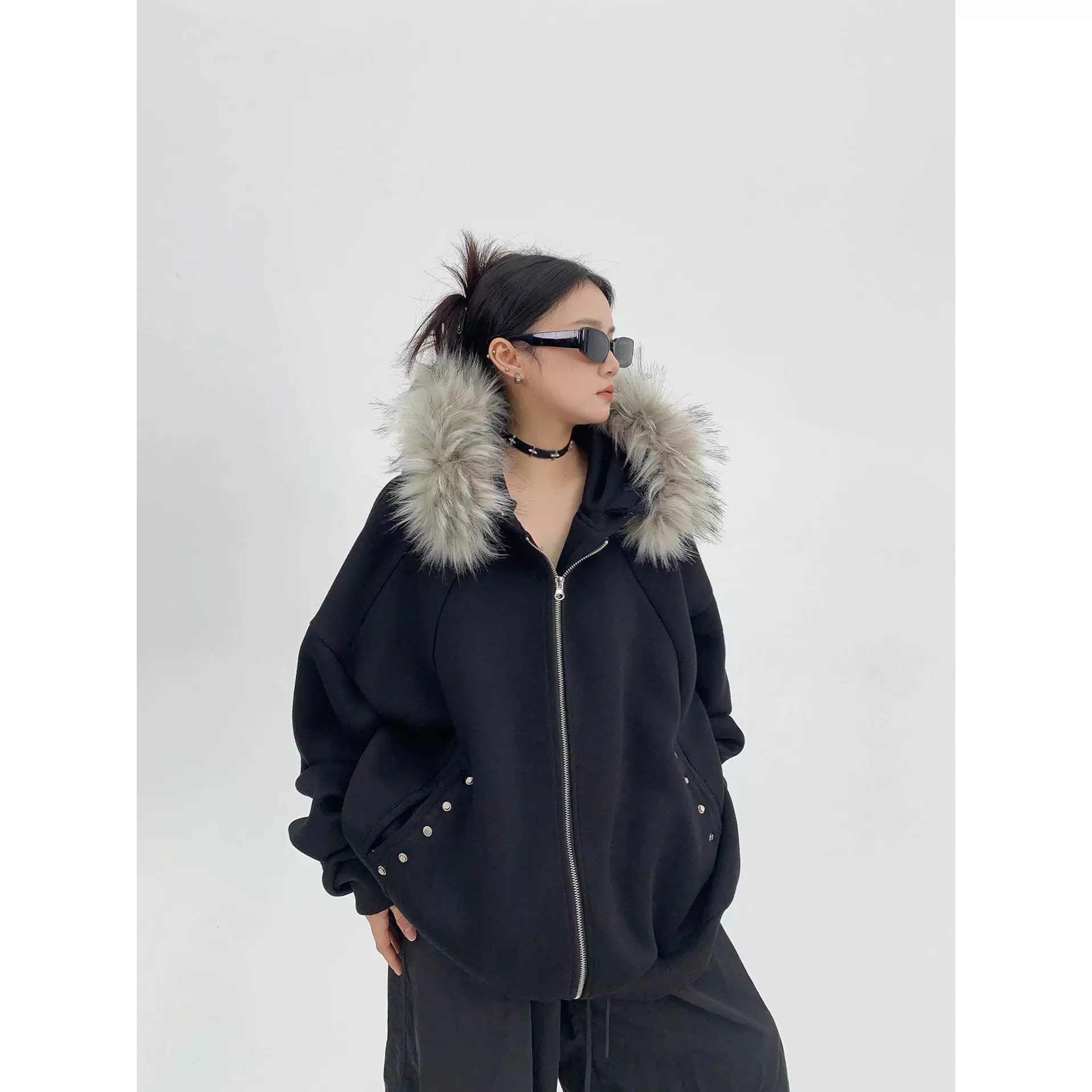 Demi-season design warm hoody, jacket, American style, trend of season, oversize