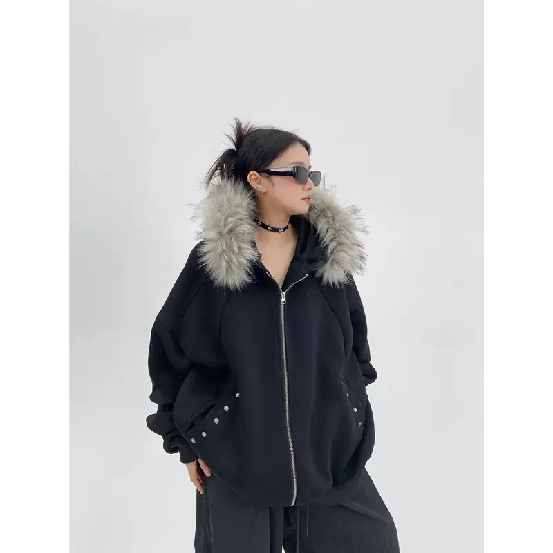 Demi-season design warm hoody, jacket, American style, trend of season, oversize