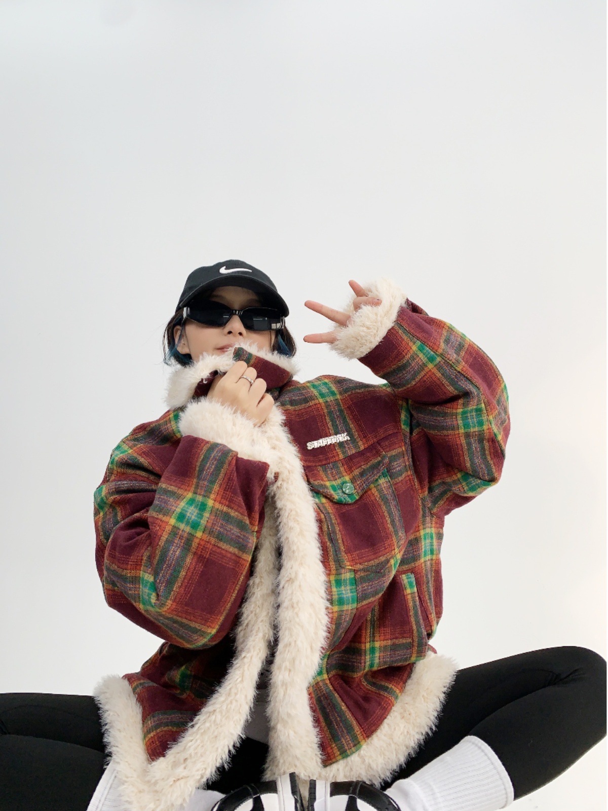 ☆ Herno チェック柄 シャギーニット 中綿 ジャケット 48 アウター ☆ Herno チェック柄 シャギーニット 中綿 ジャケット 48 アウター