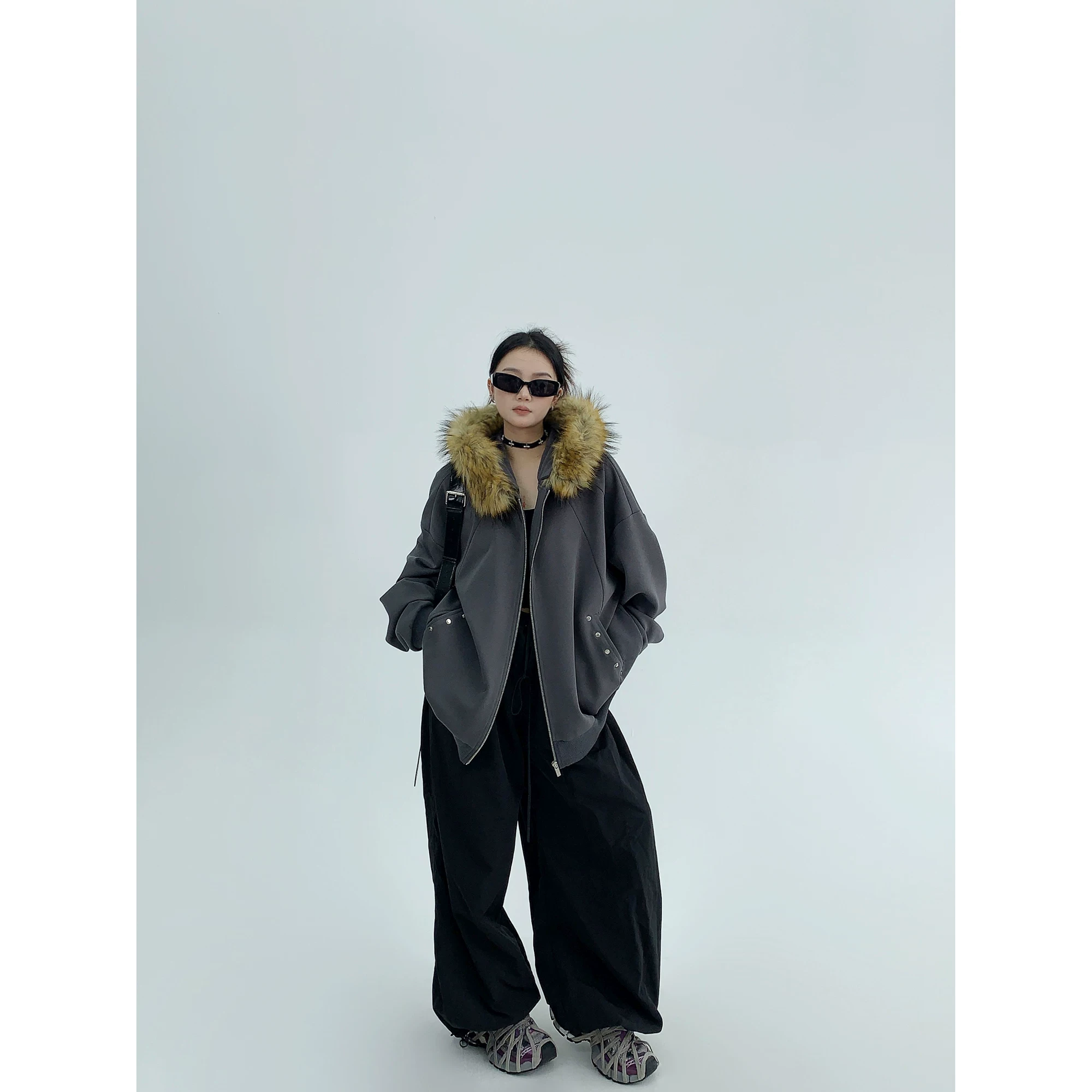 Demi-season design warm hoody, jacket, American style, trend of season, oversize