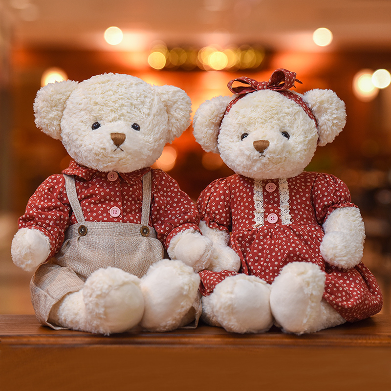 Press-bed dolls a pair of married teddy plush toy couple toys new upscale romantic gift box packing room