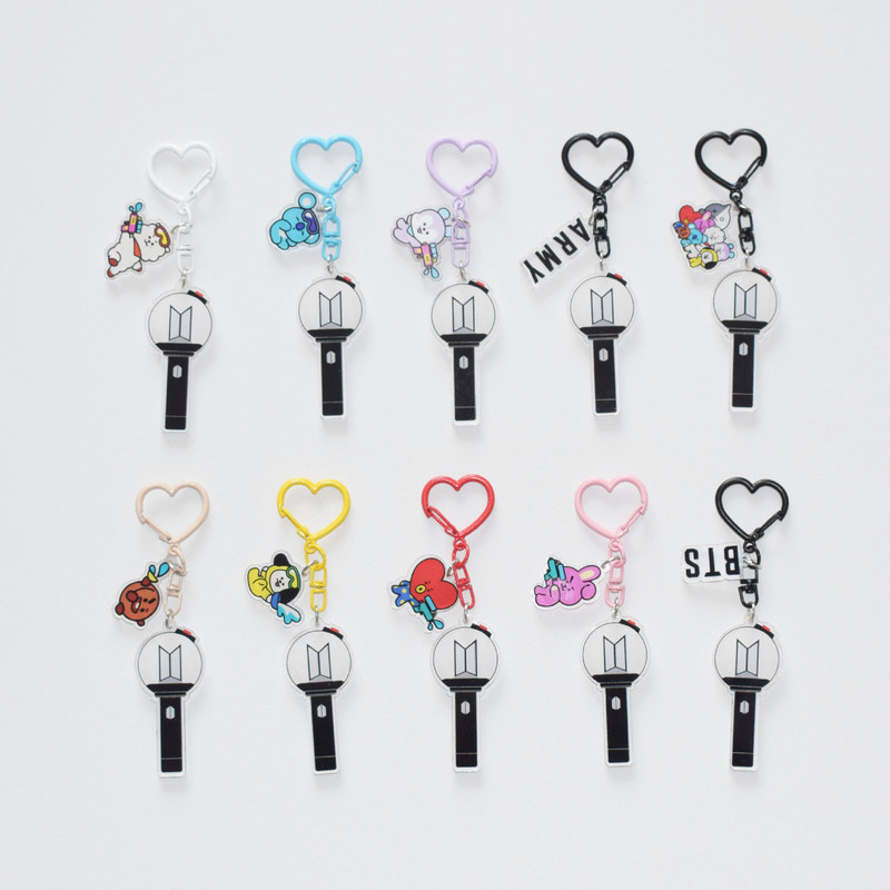 Bts (Bts) Merchandise Same Style Cheering Stick Keychain Creative Acrylic Fan Bag Pendant