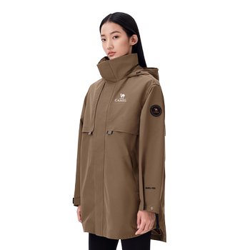 Double 11 pre-sale camel outdoor jacket women's mid-length windbreaker waist slimming jacket waterproof mountaineering clothing