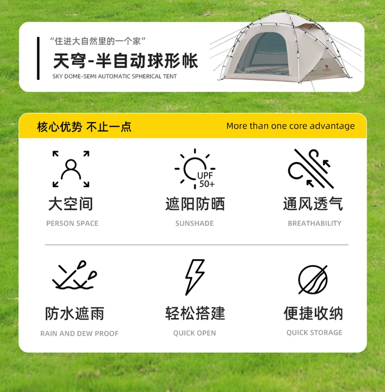 trại lều Lạc Đà Sky Dome Bóng Tài Khoản Gấp Ngoài Di Động Cắm Trại Mái Vòm Lều Cắm Trại Qua Đêm Chuyên Nghiệp Dày Chống Mưa Lớn lều cắm trại chống mưa thuê lều phượt