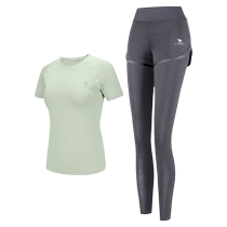 Camel Yoga Set Womens Summer Thin Casual Breathable Sportswear Running Slimming Fitness Two-piece Set
