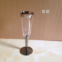 160 Ml Three Plated Sides Champagne Cup Disposable Hard Plastic Cup Red Wine Glass Cocktails Wine Glasses High-footed Cup