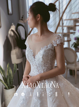 2021 new wedding dresses lined with a shoulder palace wind long trailing lavish fluffy skirt with a slim ritual wedding dress