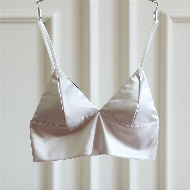 欧美性感女装打底背心小吊带三角杯无钢圈胸罩文胸内衣纯色插片
