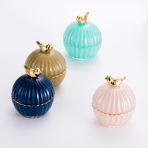 Little Western Home Nordic Wind Light Luxury Golden Bird Glass Jewelry Box Jewelry Ring Tanks Home Decoration Ornaments