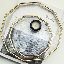 Xiaoxijia Nordic style light luxury gold edge glass plate cake plate fruit plate aromatherapy tray plate jewelry storage plate