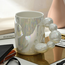 Xiaoxijia Nordic ins Wind gourd handle mug colorful pearlescent glazed ceramic cup coffee cup drinking cup