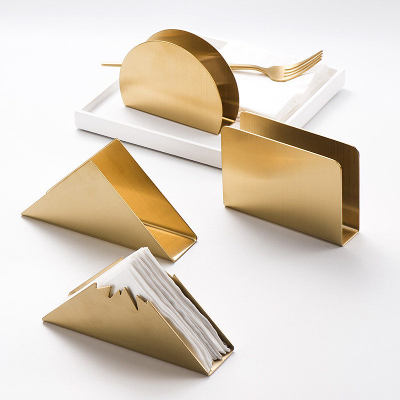 Xiaoxijia Nordic golden triangle stainless steel paper towel holder cafe paper towel holder hotel napkin holder square towel holder