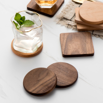 Xiaoxijia black walnut coaster solid wood coffee coaster round square water Cup cushion tea coaster Beech insulation mat