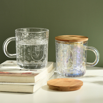 Xiaoxijia creative relief mermaid glass mug with lid glass water cup cold juice cup