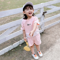 Girls set summer 2020 new foreign style children short sleeve T-shirt short pants set fashionable baby Summer two-piece set