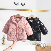 Girls Down Jacket Korean version of the long 2020 new foreign style thick childrens clothing shiny coat womens baby Winter